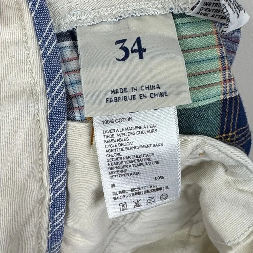 Tommy Bahama Plaid Multicolor 100% Cotton Casual Khaki Chino Shorts Men's Sz 34
